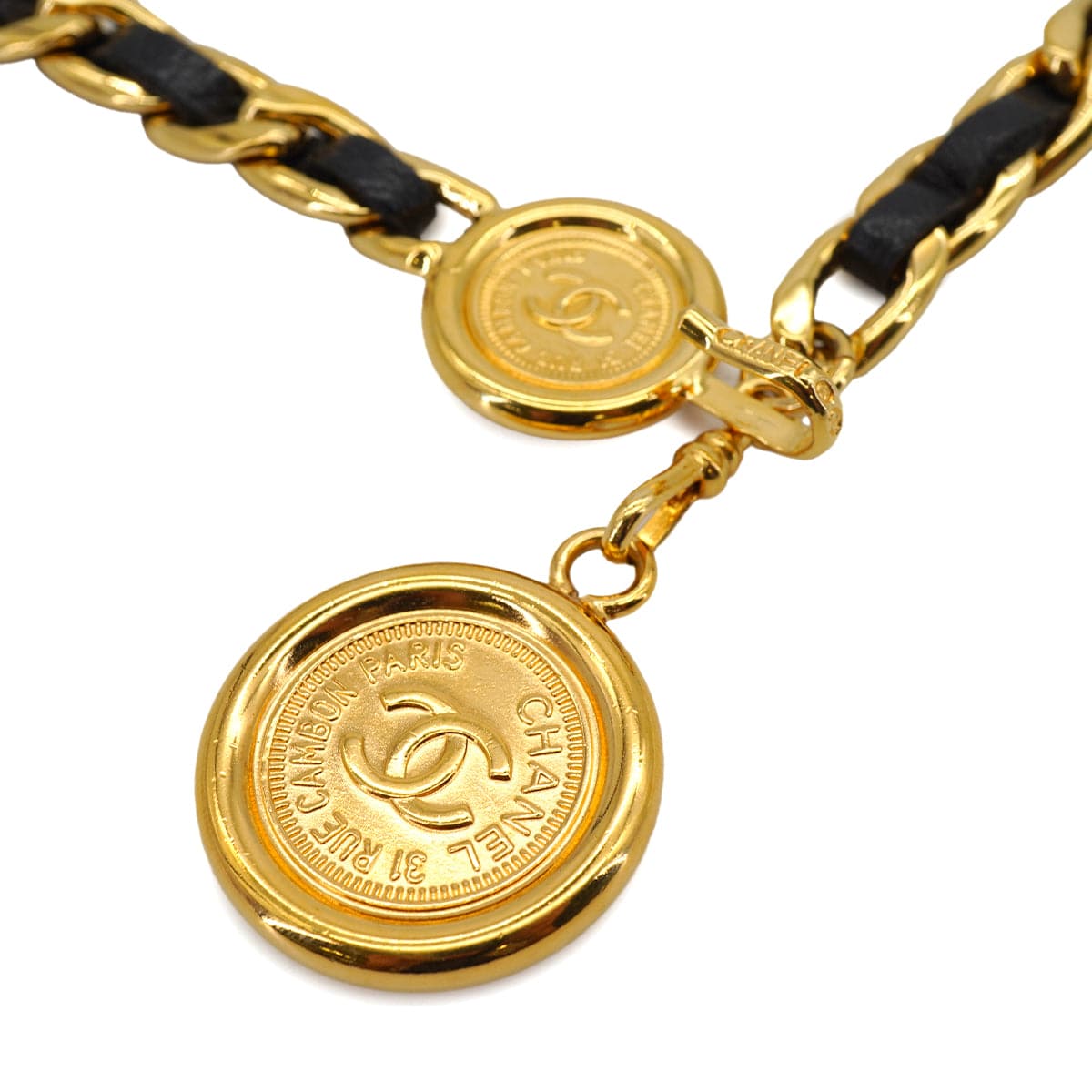 PURPOSE VINTAGE CHANEL CHAIN BELT LEATHER COCOMARK ACCESSORY 94A 90327114