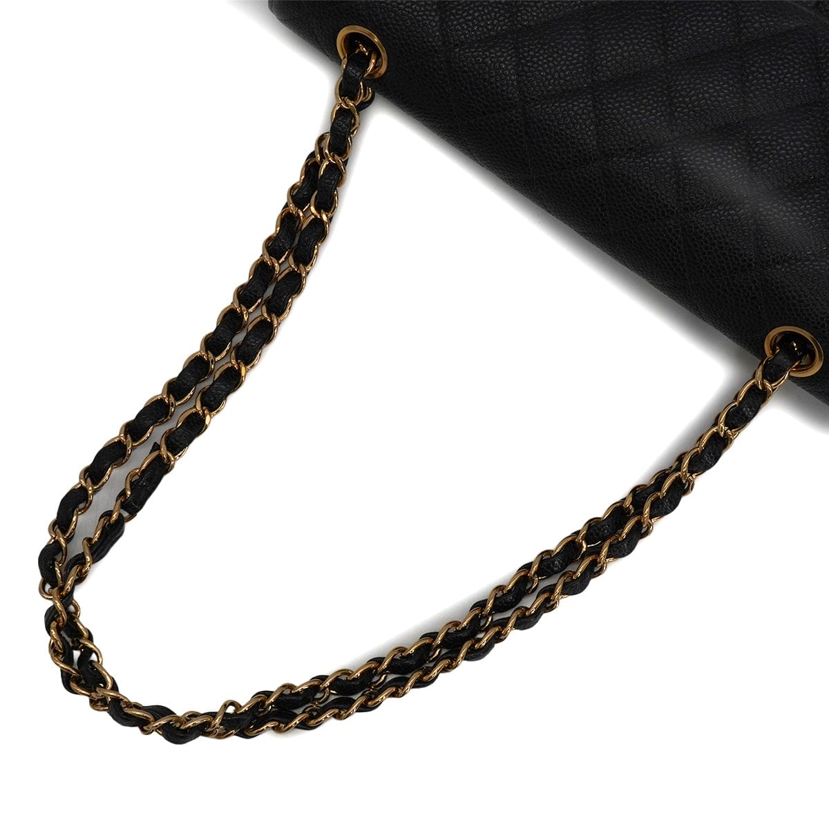PURPOSE VINTAGE CHANEL CLASSIC FLAP MEDIUM CHAIN SHOULDER BAG BLACK CAVIAR SKIN GOLD HARDWARE 90341880