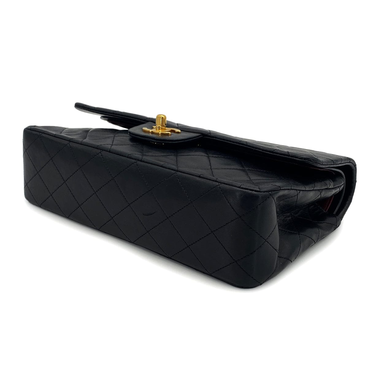 PURPOSE VINTAGE CHANEL CLASSIC FLAP MEDIUM CHAIN SHOULDER BAG BLACK LAMB SKIN GOLD HARDWARE 90324635