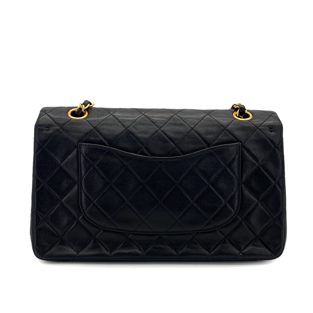 PURPOSE VINTAGE CHANEL CLASSIC FLAP MEDIUM CHAIN SHOULDER BAG BLACK LAMB SKIN GOLD HARDWARE 90325600