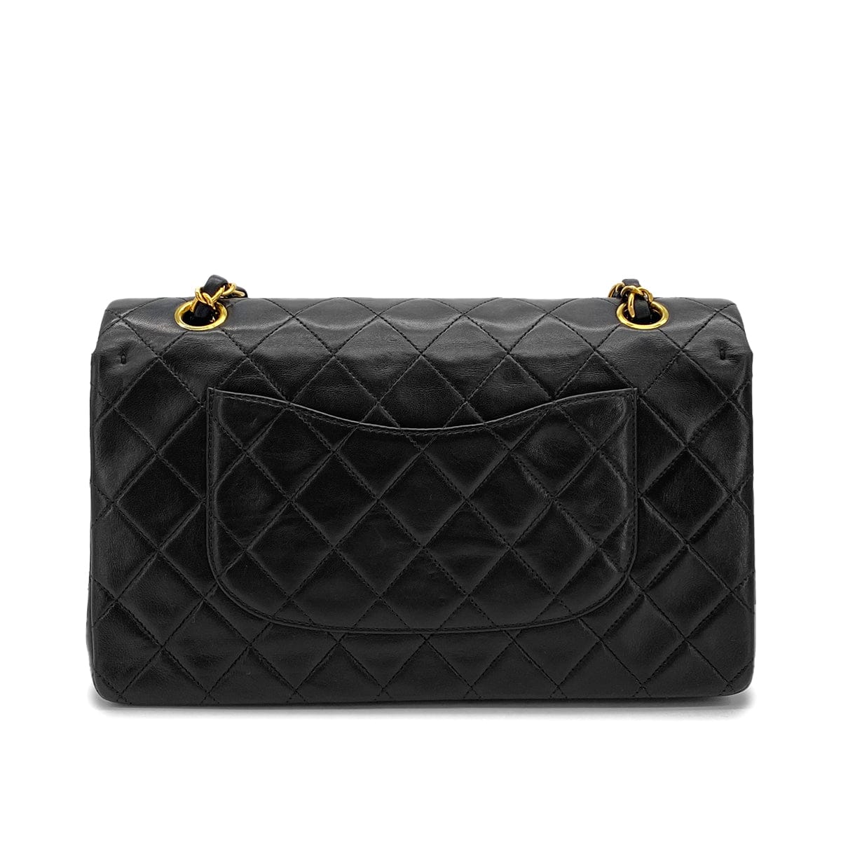 PURPOSE VINTAGE CHANEL CLASSIC FLAP MEDIUM CHAIN SHOULDER BAG BLACK LAMB SKIN GOLD HARDWARE 90326659