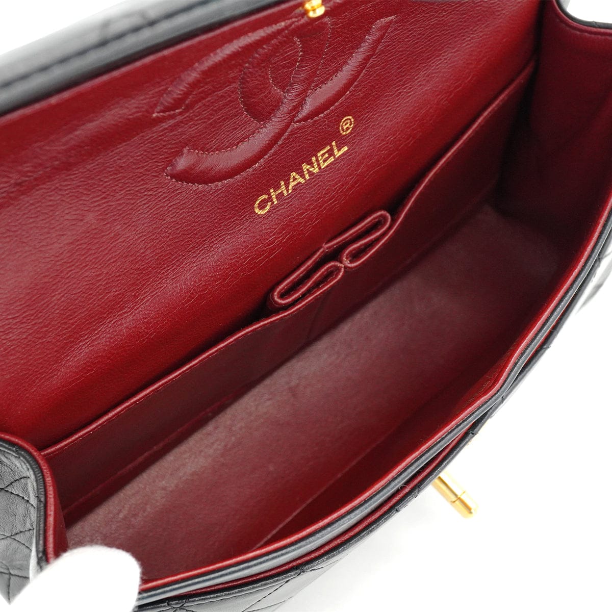 PURPOSE VINTAGE CHANEL CLASSIC FLAP MEDIUM CHAIN SHOULDER BAG BLACK LAMB SKIN GOLD HARDWARE 90327056