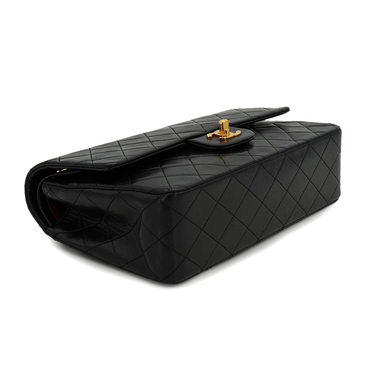 PURPOSE VINTAGE CHANEL CLASSIC FLAP MEDIUM CHAIN SHOULDER BAG BLACK LAMB SKIN GOLD HARDWARE 90327056