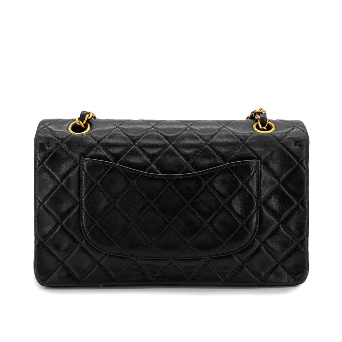 PURPOSE VINTAGE CHANEL CLASSIC FLAP MEDIUM CHAIN SHOULDER BAG BLACK LAMB SKIN GOLD HARDWARE 90327151