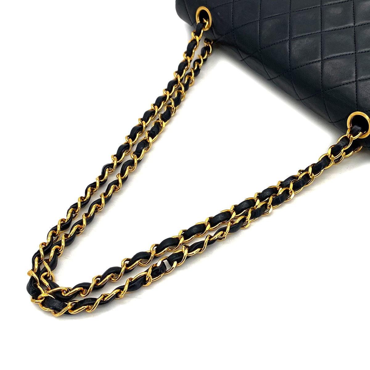 PURPOSE VINTAGE CHANEL CLASSIC FLAP MEDIUM CHAIN SHOULDER BAG BLACK LAMB SKIN GOLD HARDWARE 90327315