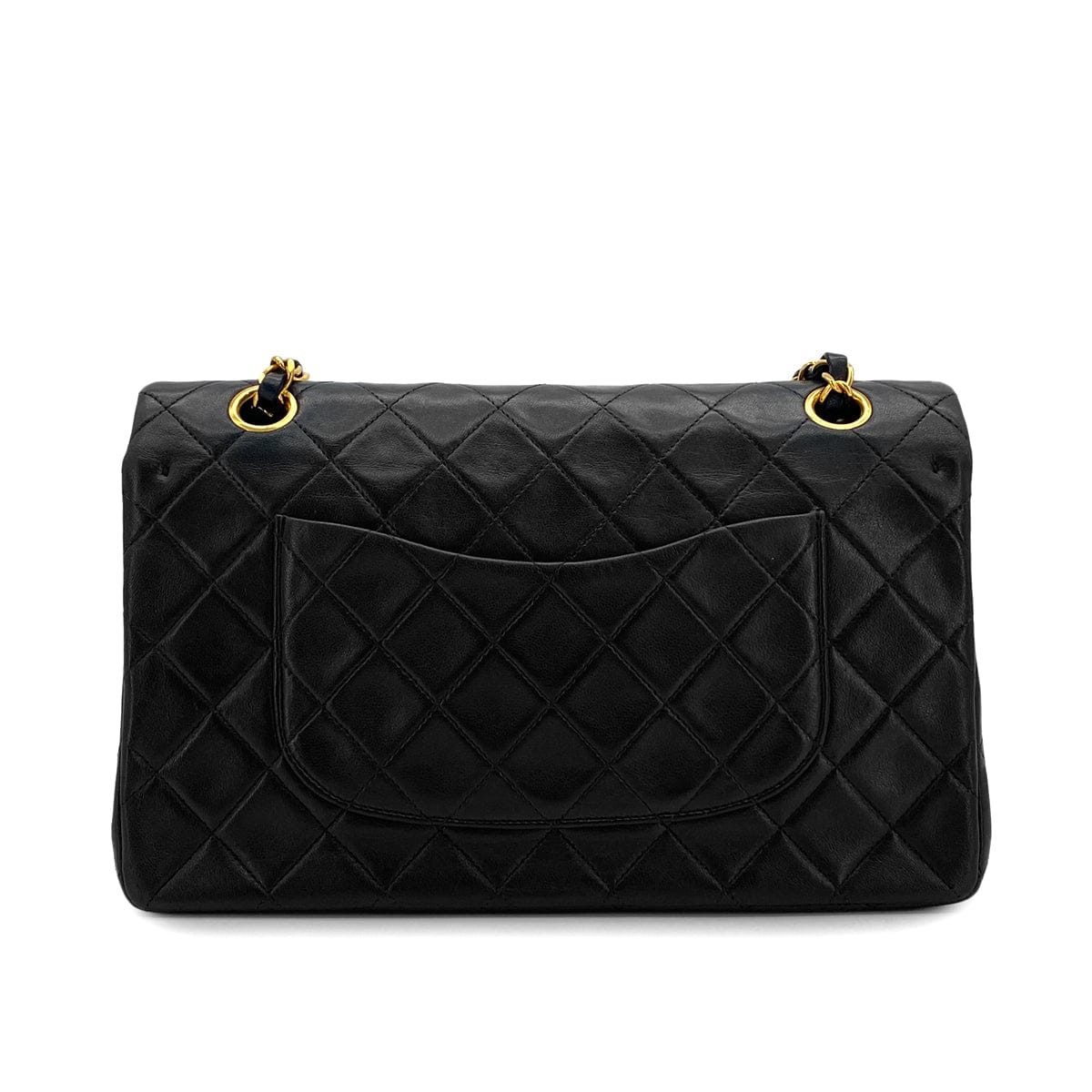 PURPOSE VINTAGE CHANEL CLASSIC FLAP MEDIUM CHAIN SHOULDER BAG BLACK LAMB SKIN GOLD HARDWARE 90327315