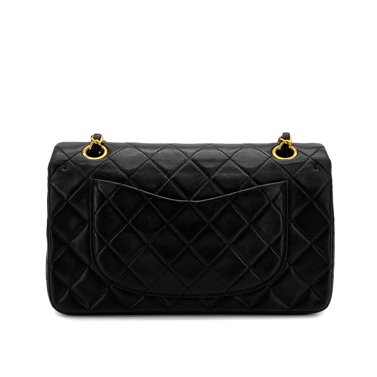 PURPOSE VINTAGE CHANEL CLASSIC FLAP SMALL CHAIN SHOULDER BAG BLACK LAMB SKIN GOLD HARDWARE 90322293