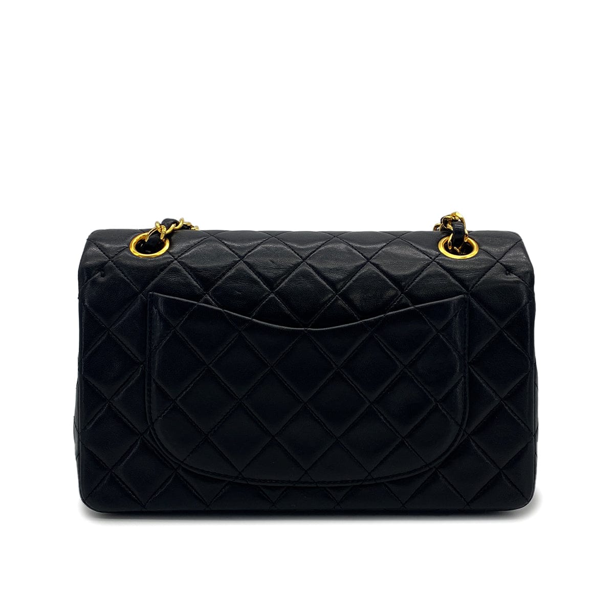PURPOSE VINTAGE CHANEL CLASSIC FLAP SMALL CHAIN SHOULDER BAG BLACK LAMB SKIN GOLD HARDWARE 90324823
