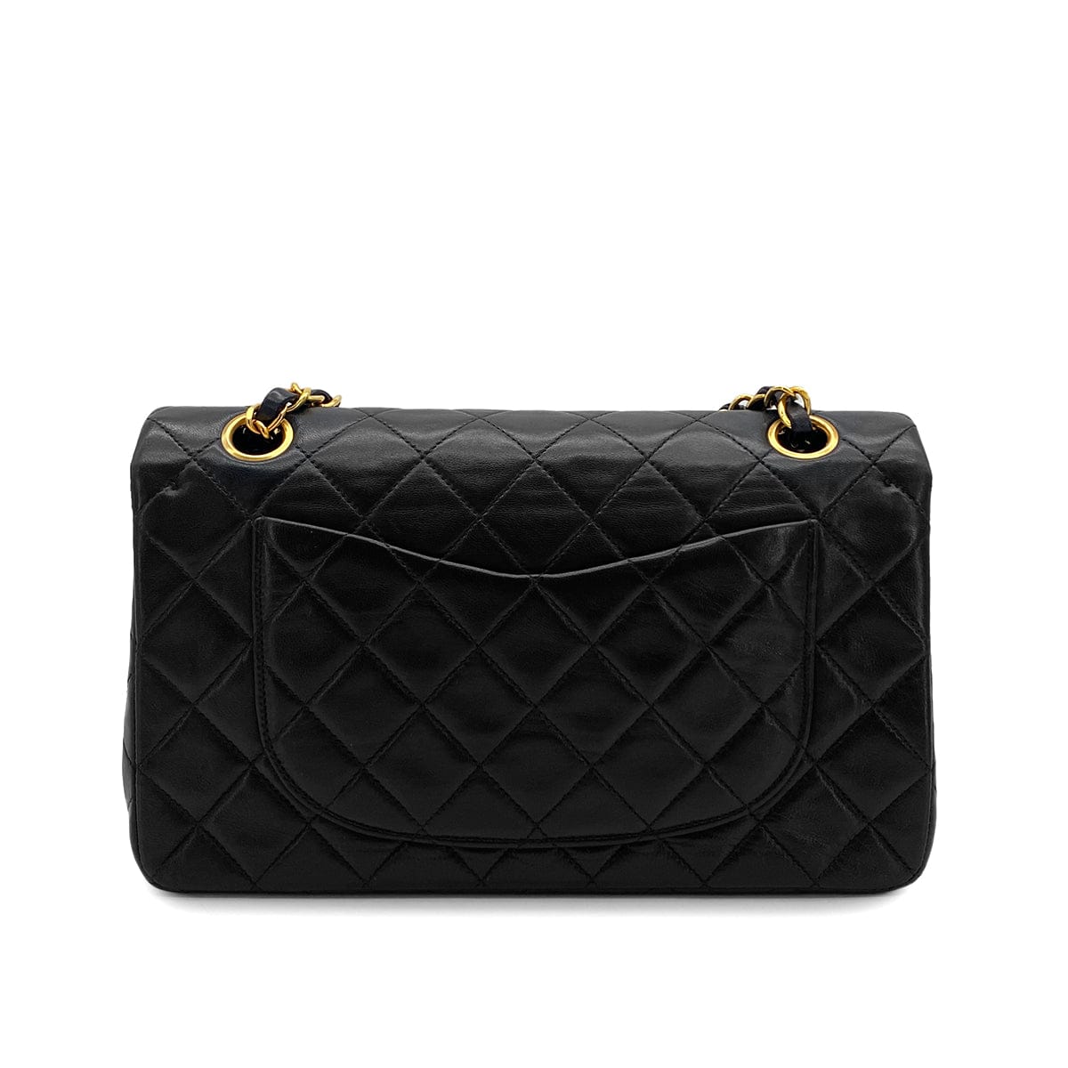 PURPOSE VINTAGE CHANEL CLASSIC FLAP SMALL CHAIN SHOULDER BAG BLACK LAMB SKIN GOLD HARDWARE 90325337