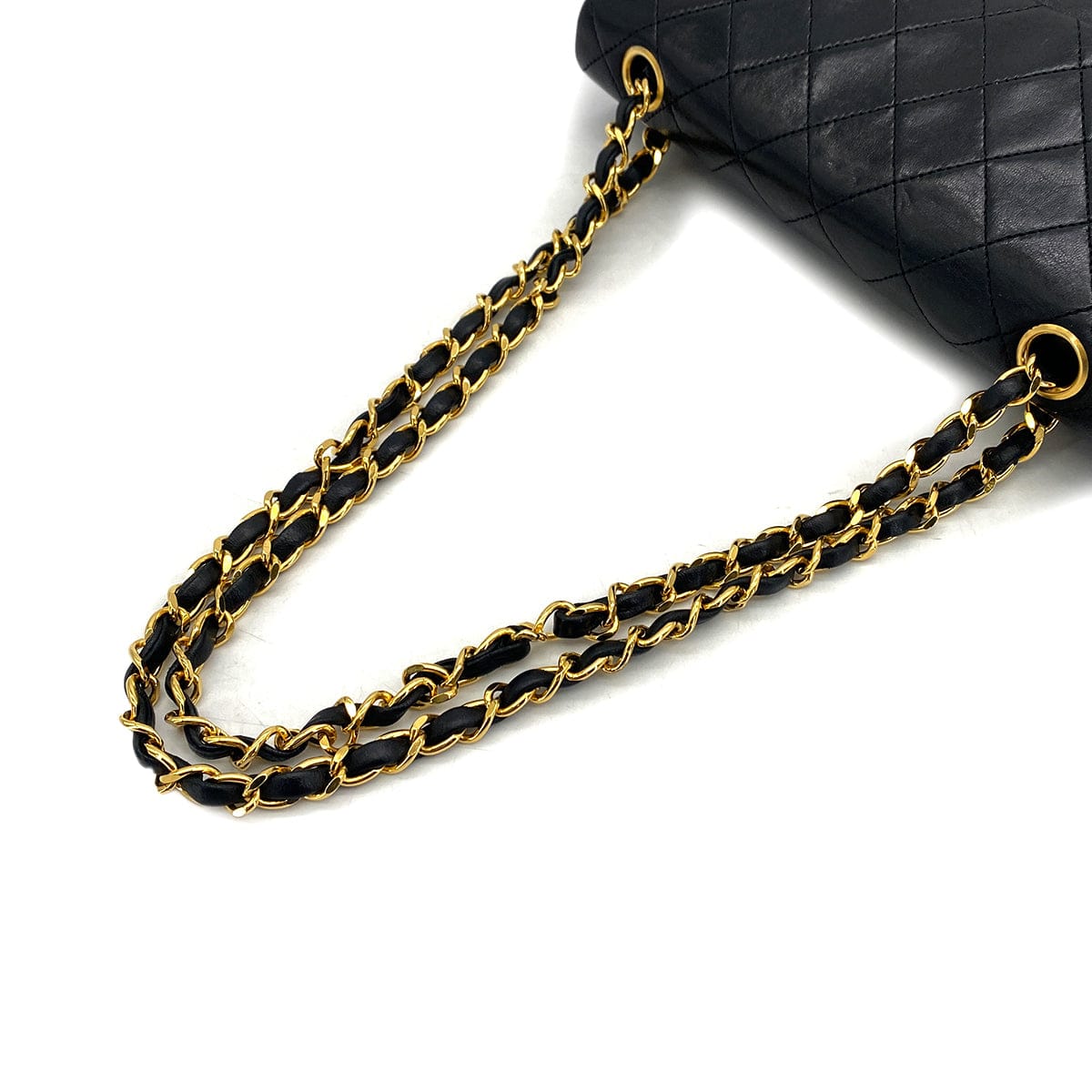 PURPOSE VINTAGE CHANEL CLASSIC FLAP SMALL CHAIN SHOULDER BAG BLACK LAMB SKIN GOLD HARDWARE 90327149