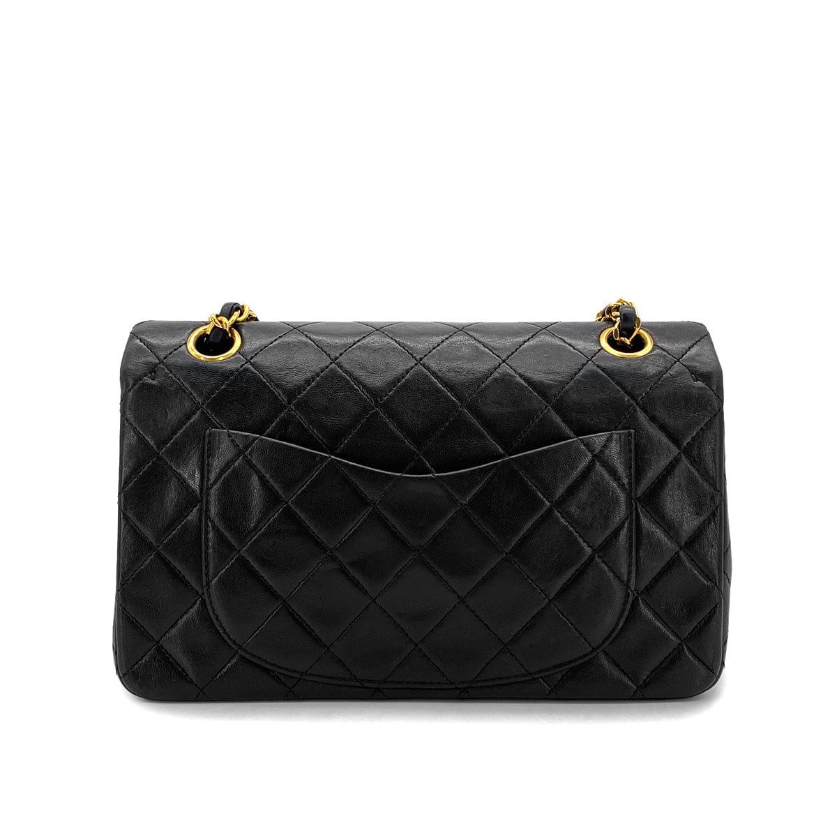 PURPOSE VINTAGE CHANEL CLASSIC FLAP SMALL CHAIN SHOULDER BAG BLACK LAMB SKIN GOLD HARDWARE 90327149
