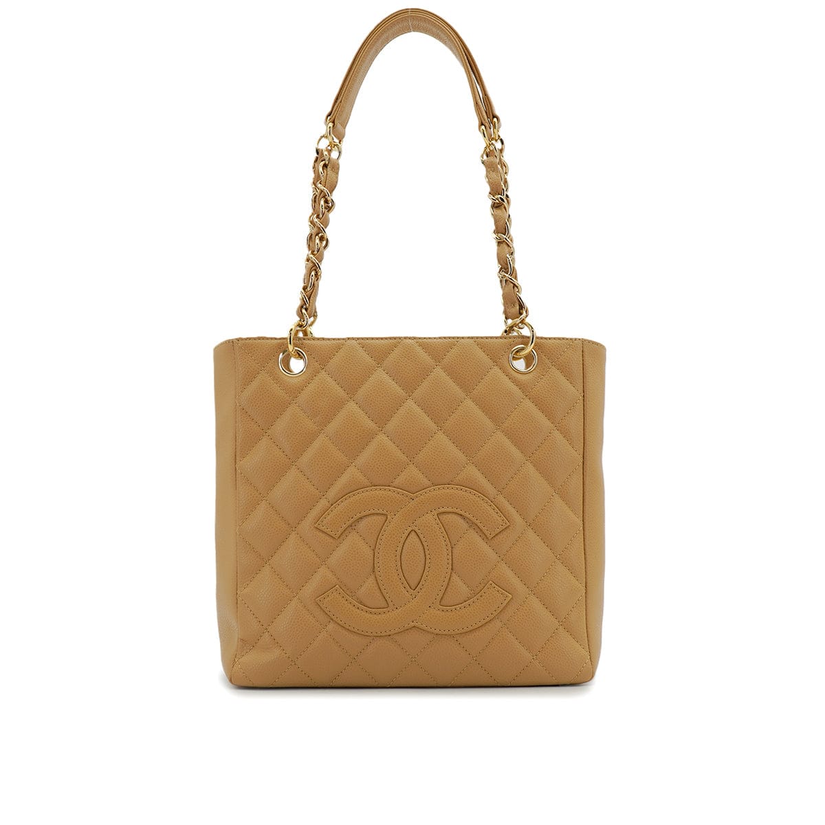 PURPOSE VINTAGE CHANEL COCOMARK CHAIN TOTE BAG BEIGE CAVIAR SKIN GOLD HARDWARE 90327863