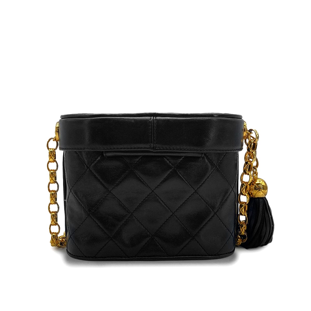 PURPOSE VINTAGE CHANEL COCOMARK FRINGE BIJOU CHAIN SHUOLDER BAG BLACK LAMB SKIN GOLD HARDWARE 90325349