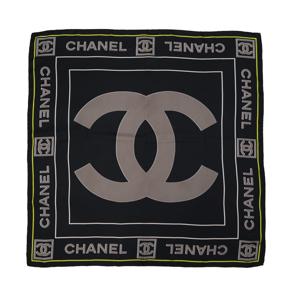 PURPOSE VINTAGE CHANEL COCOMARK LOGO SCARF BLACK SILK 90323218