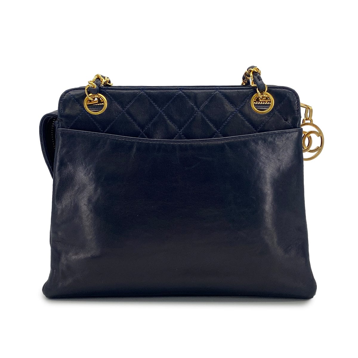 PURPOSE VINTAGE CHANEL COCOMARK MATELASSE CHAIN SHOULDER BAG NAVY LAMB SKIN GOLD HARDWARE 90326854