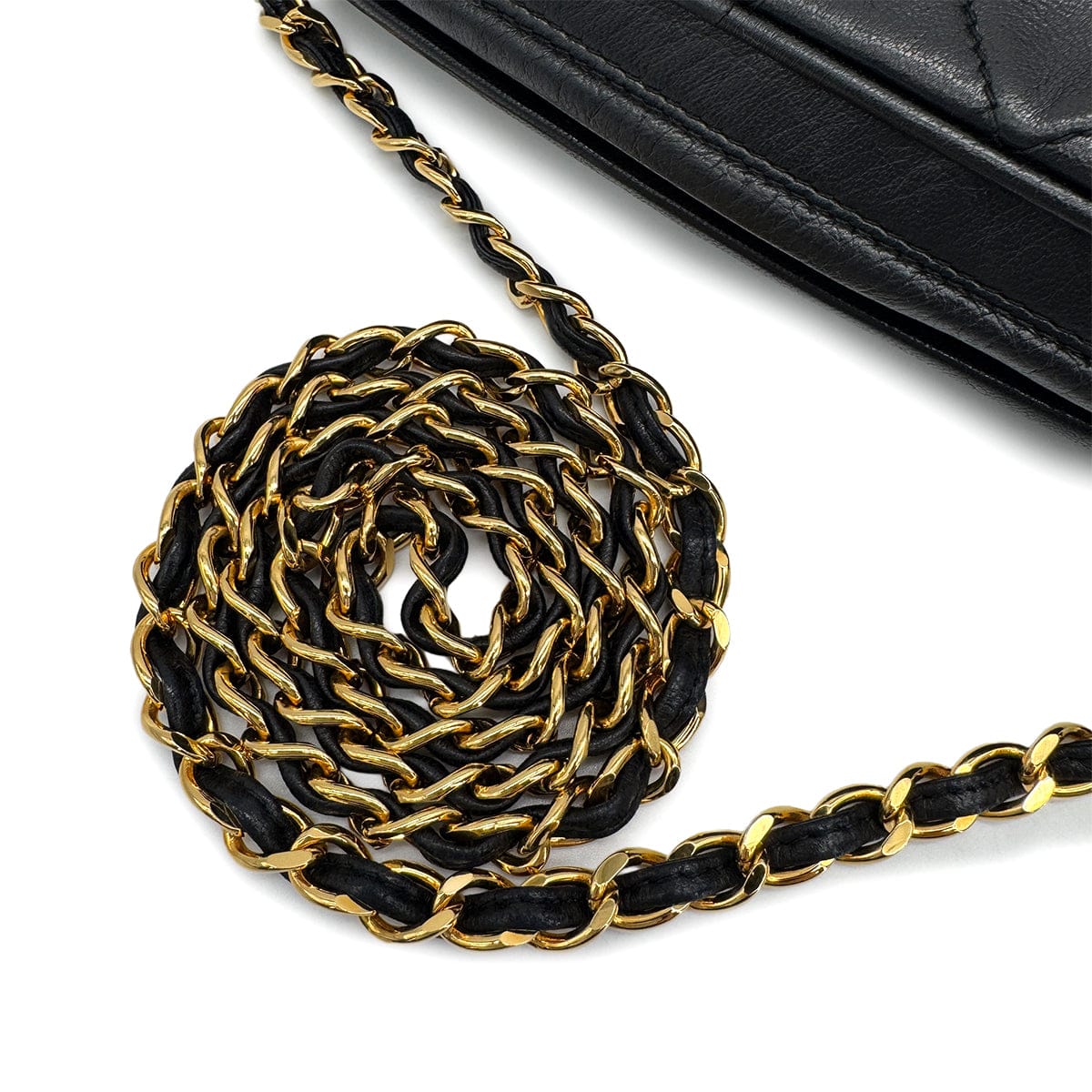 PURPOSE VINTAGE CHANEL COCOMARK MATELASSE FRINGE CHAIN SHUOLDER BAG BLACK LAMB SKIN GOLD HARDWARE 90321008
