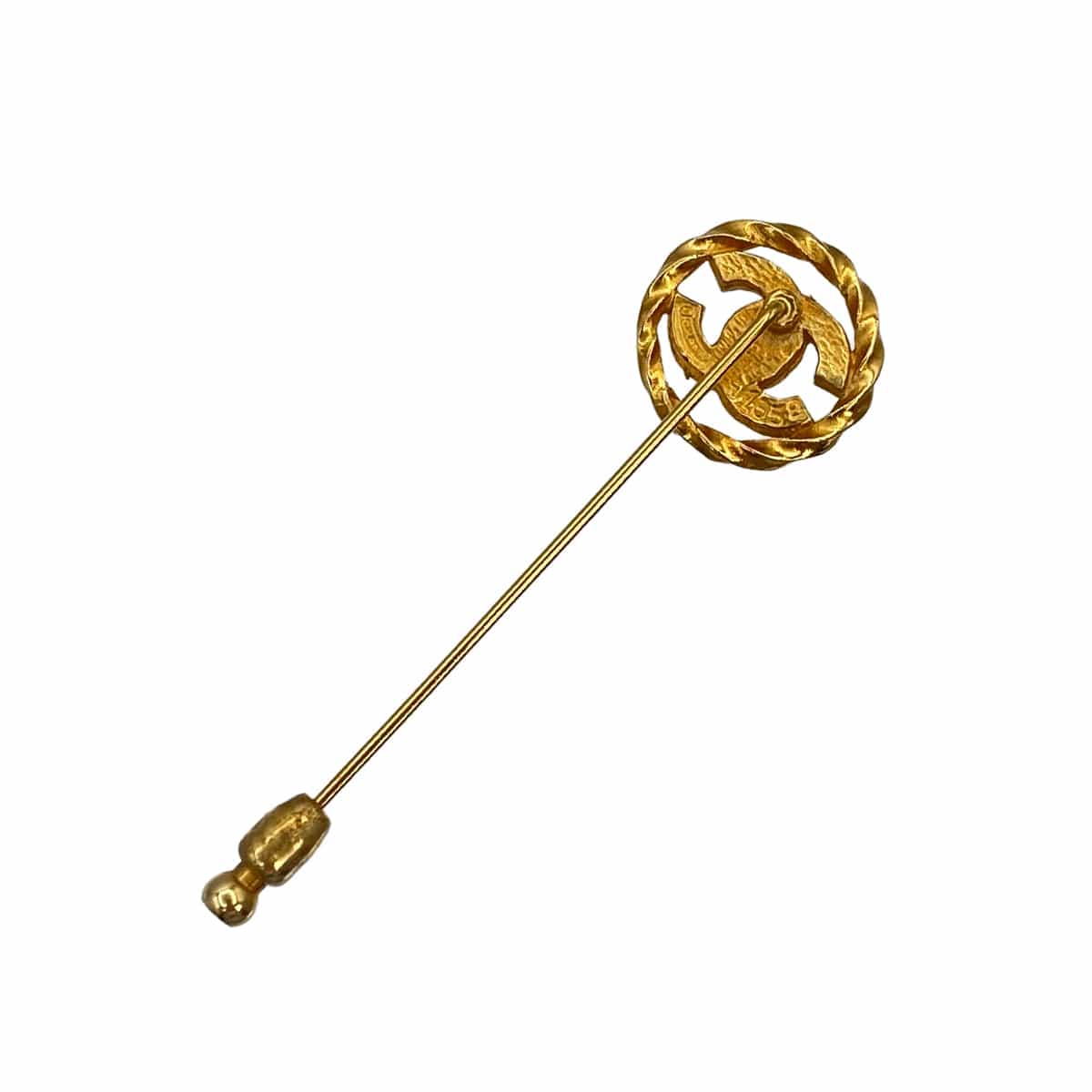 PURPOSE VINTAGE CHANEL COCOMARK PIN BROOCH RHINESTONE GOLD ACCESSORY 90321098
