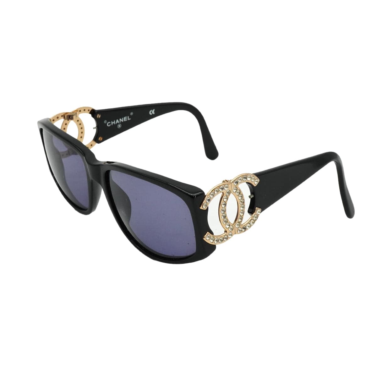 PURPOSE VINTAGE CHANEL COCOMARK SUNGLASSES RHINESTONE BLACK EYEWEAR 90326627