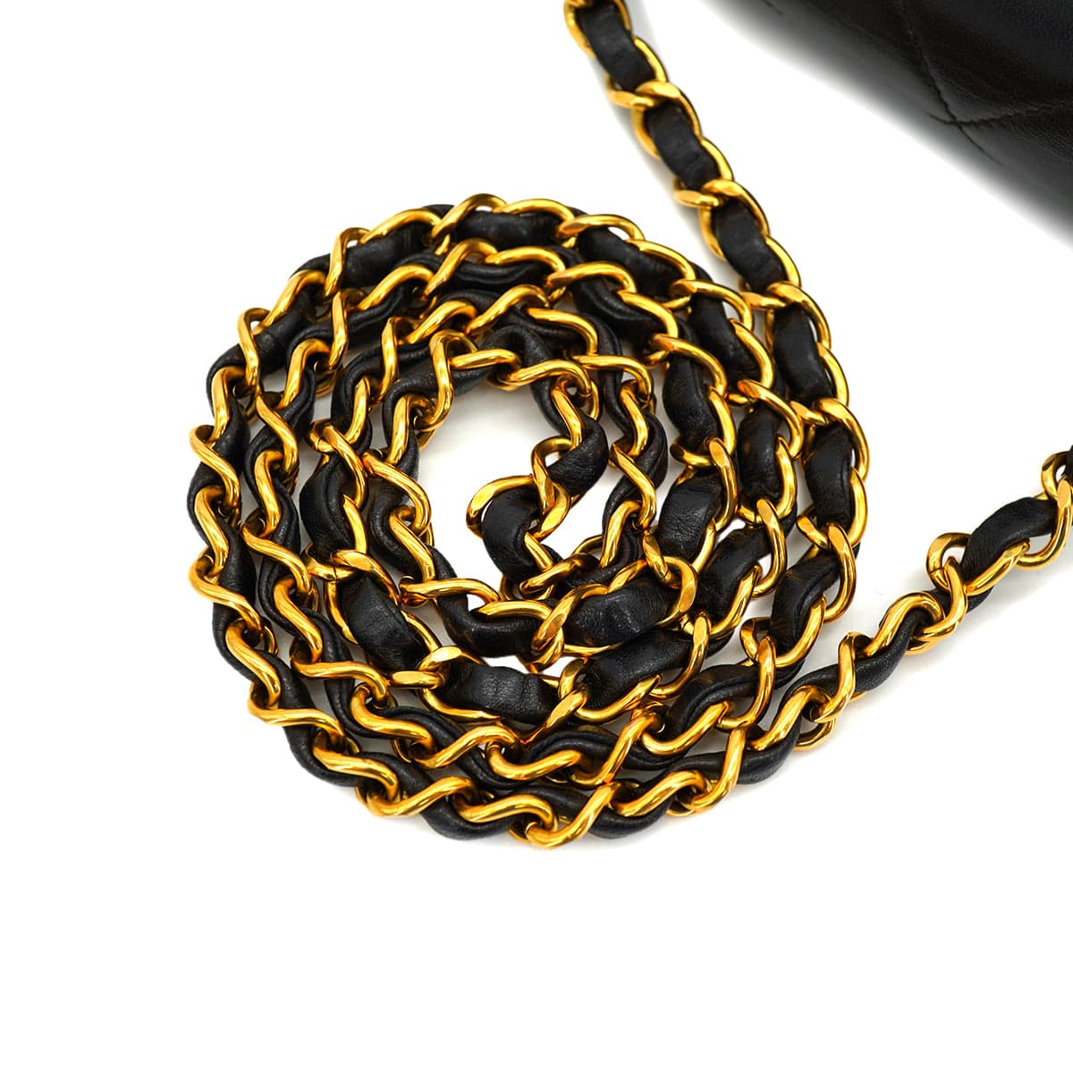 PURPOSE VINTAGE CHANEL DIANA SMALL CHAIN SHOULDER BAG BLACK LAMB SKIN GOLD HARDWARE 90327080
