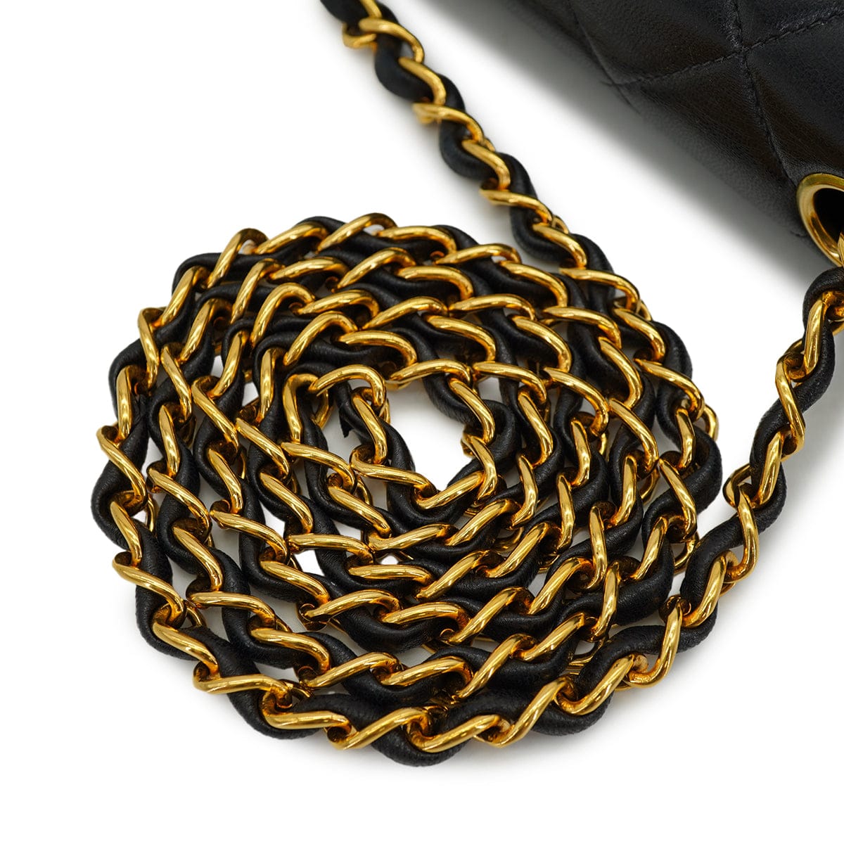PURPOSE VINTAGE CHANEL DIANA SMALL CHAIN SHOULDER BAG BLACK LAMB SKIN GOLD HARDWARE 90327385