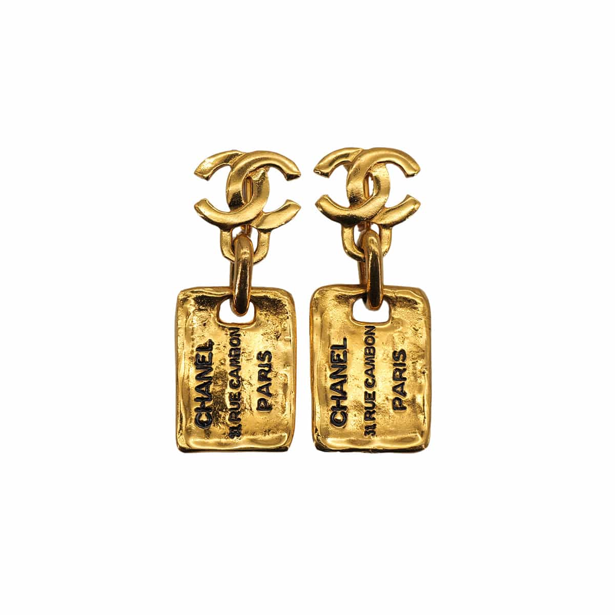 PURPOSE VINTAGE CHANEL EARRINGS COCOMARK LOGO PLATE GOLD ACCESSORY 90322935