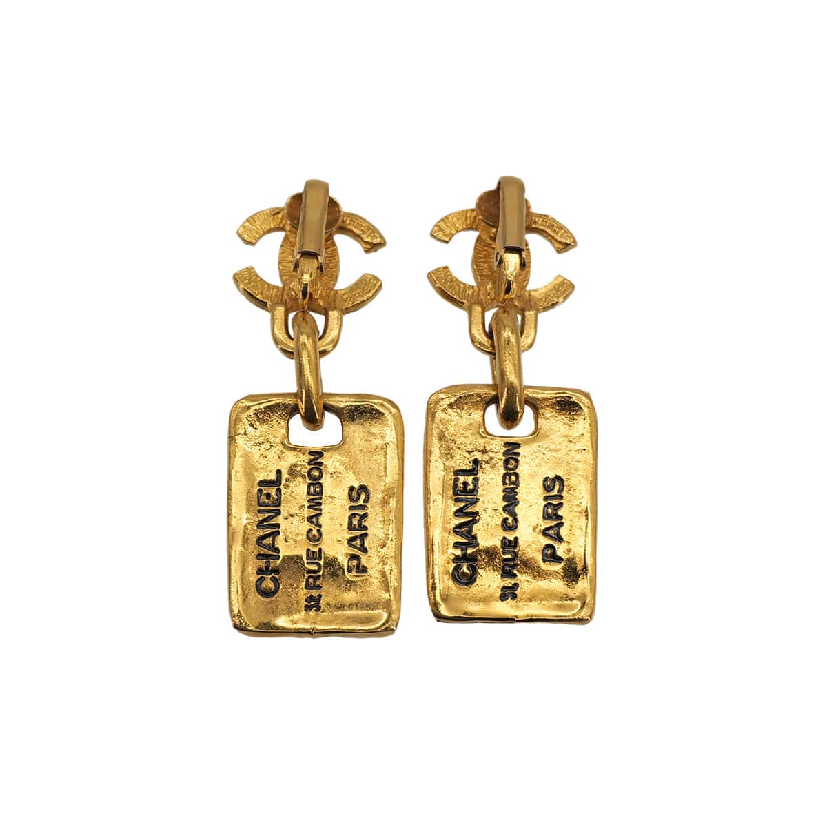 PURPOSE VINTAGE CHANEL EARRINGS COCOMARK LOGO PLATE GOLD ACCESSORY 90322935