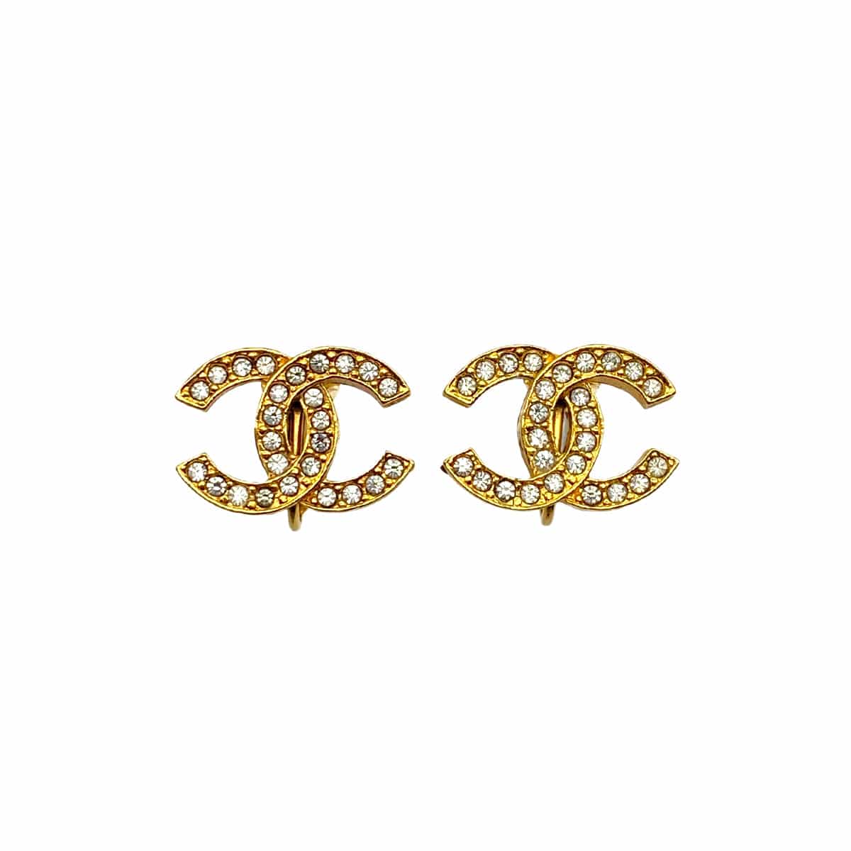 PURPOSE VINTAGE CHANEL EARRINGS COCOMARK RHINESTONE GOLD ACCESSORY 90323112