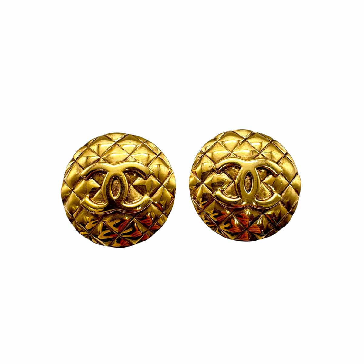 PURPOSE VINTAGE CHANEL EARRINGS COCOMARK ROUND MATELASSE ACCESSORY 90326879