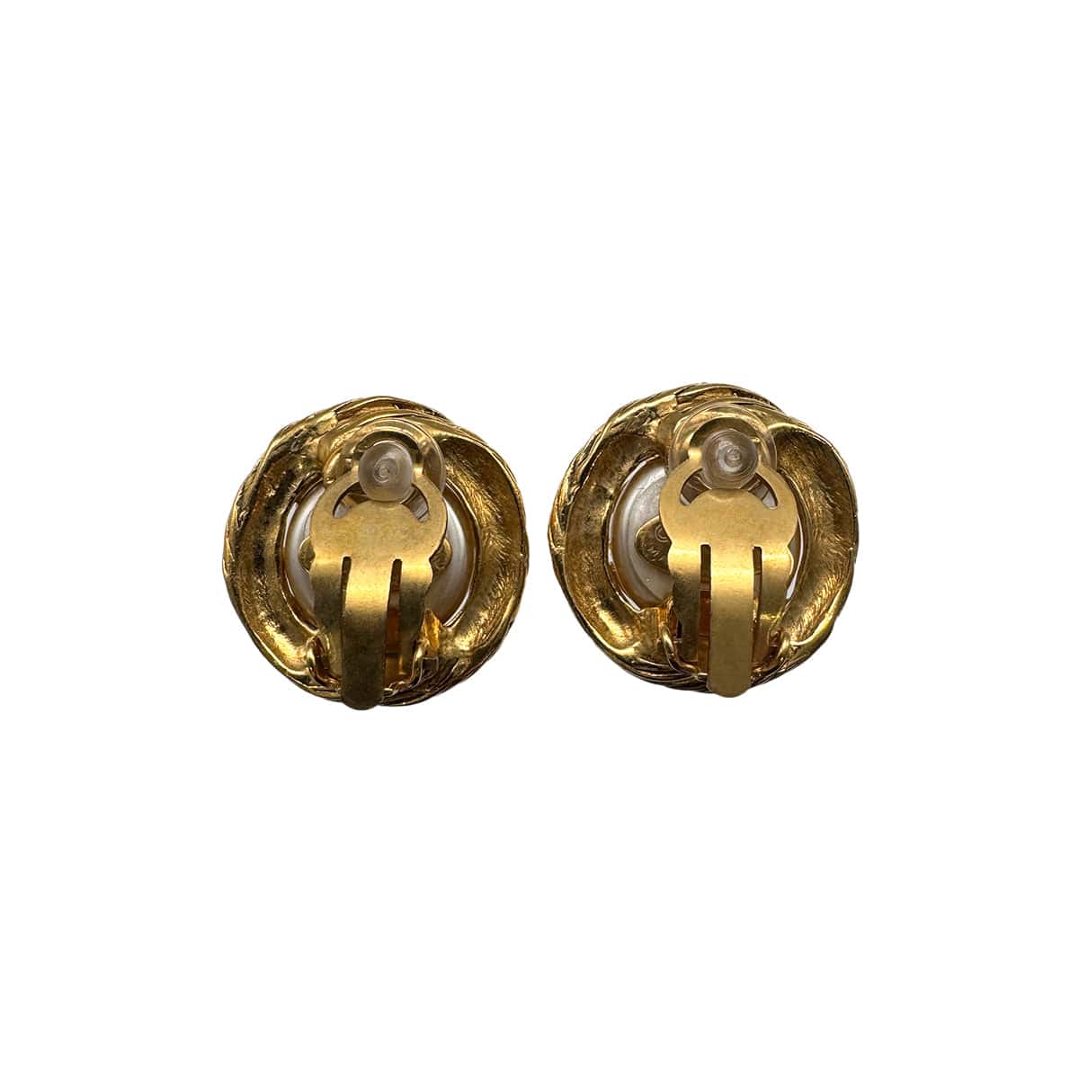 PURPOSE VINTAGE CHANEL EARRINGS ROUND COCOMARK FAUX PEARL ACCESSORY 94A 90327108