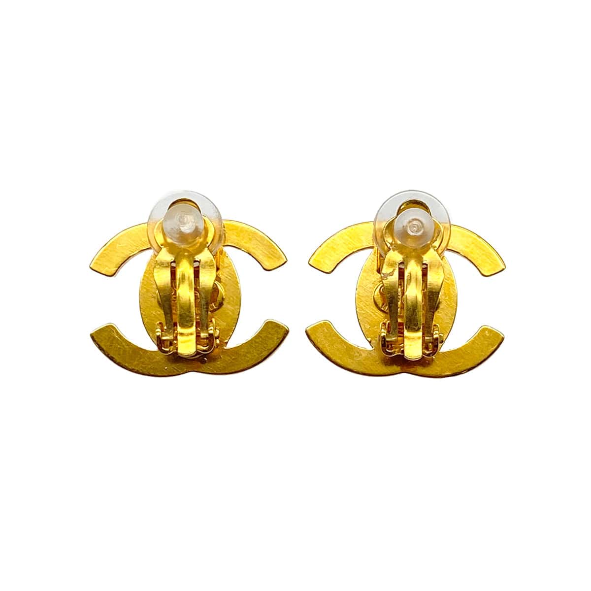 PURPOSE VINTAGE CHANEL EARRINGS TURN LOCK COCOMARK RHINESTONE GOLD ACCESSORY 96A 90323110