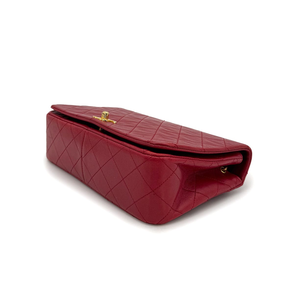 PURPOSE VINTAGE CHANEL FULL FLAP CHAIN SHOULDER BAG RED LAMB SKIN GOLD HARDWARE 90322918