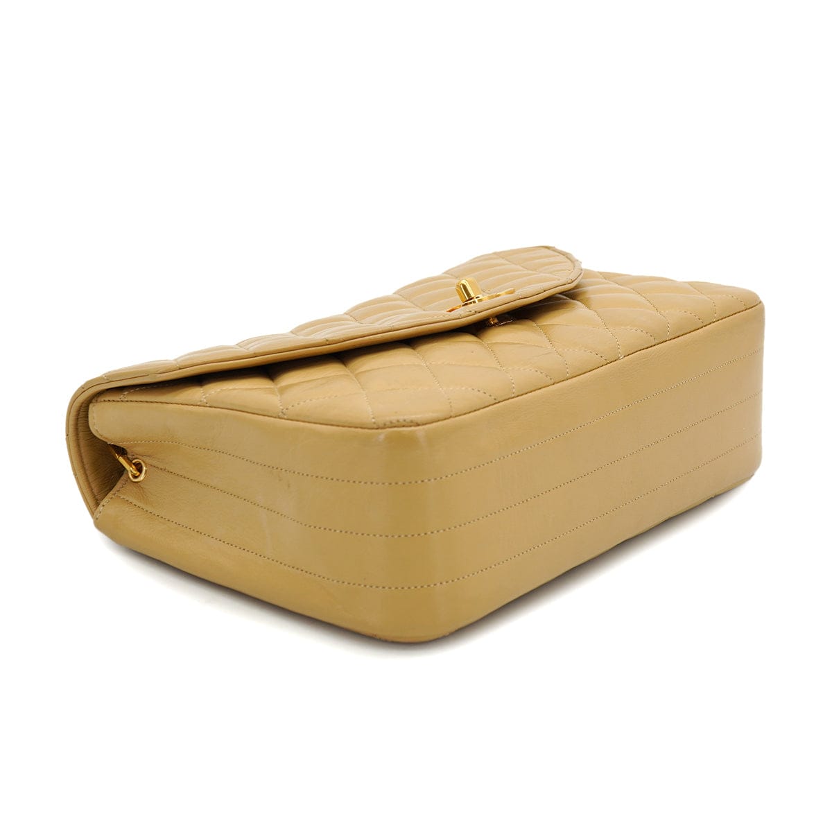 PURPOSE VINTAGE CHANEL HALF MOON CHAIN SHOULDER BAG BEIGE LAMB SKIN GOLD HARDWARE 90317895