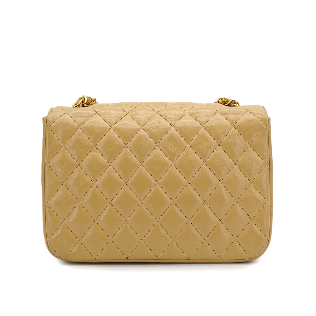 PURPOSE VINTAGE CHANEL HALF MOON CHAIN SHOULDER BAG BEIGE LAMB SKIN GOLD HARDWARE 90317895