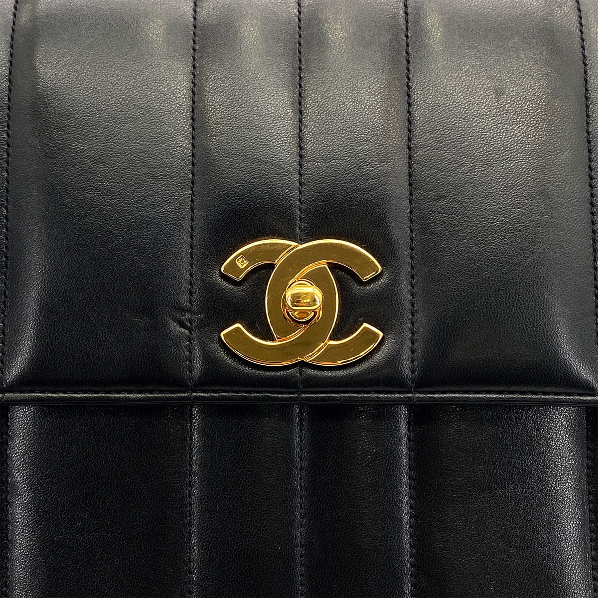 PURPOSE VINTAGE CHANEL MADEMOISELLE CHAIN SHOULDER BAG BLACK LAMB SKIN GOLD HARDWARE 90327062