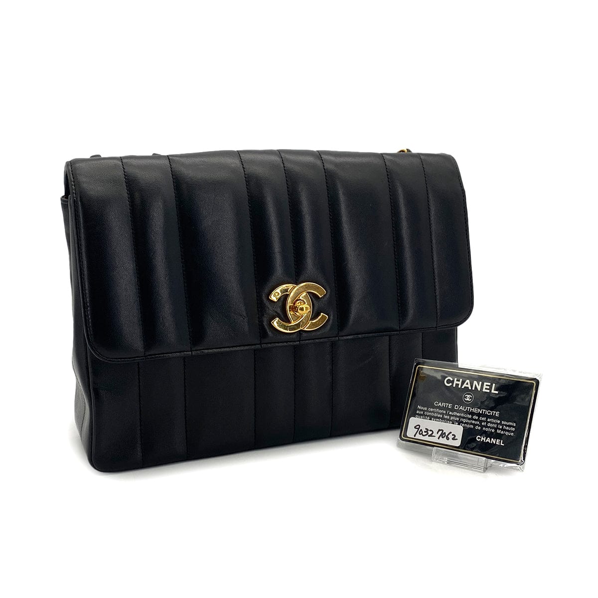 PURPOSE VINTAGE CHANEL MADEMOISELLE CHAIN SHOULDER BAG BLACK LAMB SKIN GOLD HARDWARE 90327062