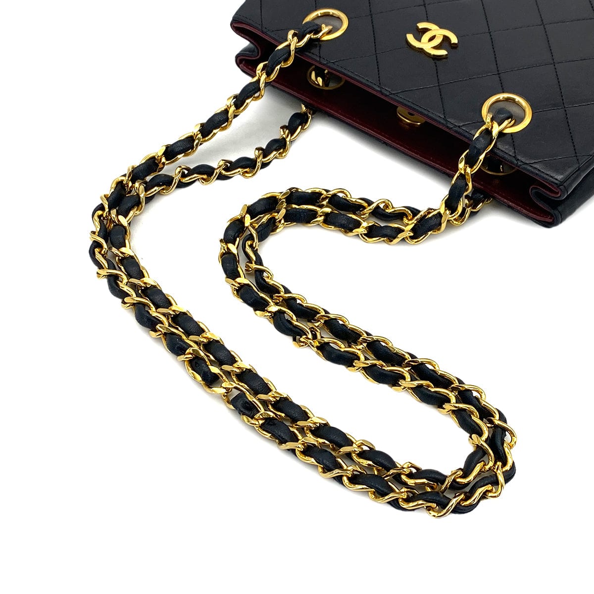 PURPOSE VINTAGE CHANEL MATELASSE CHAIN SHOULDER BAG BLACK LAMB SKIN GOLD HARDWARE 90317915