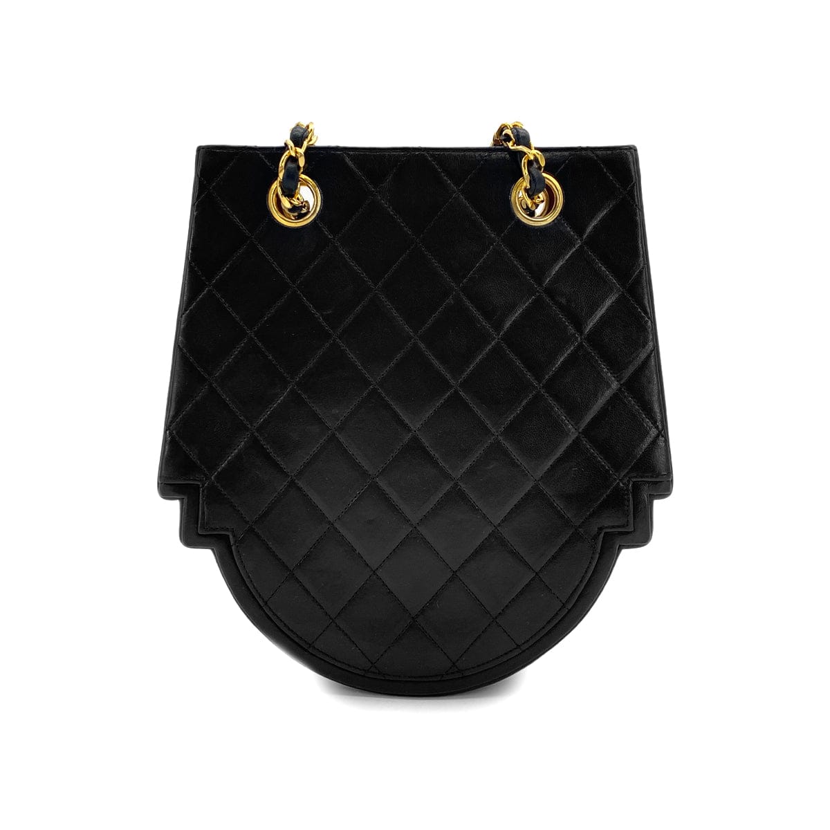 PURPOSE VINTAGE CHANEL MATELASSE CHAIN SHOULDER BAG BLACK LAMB SKIN GOLD HARDWARE 90317915