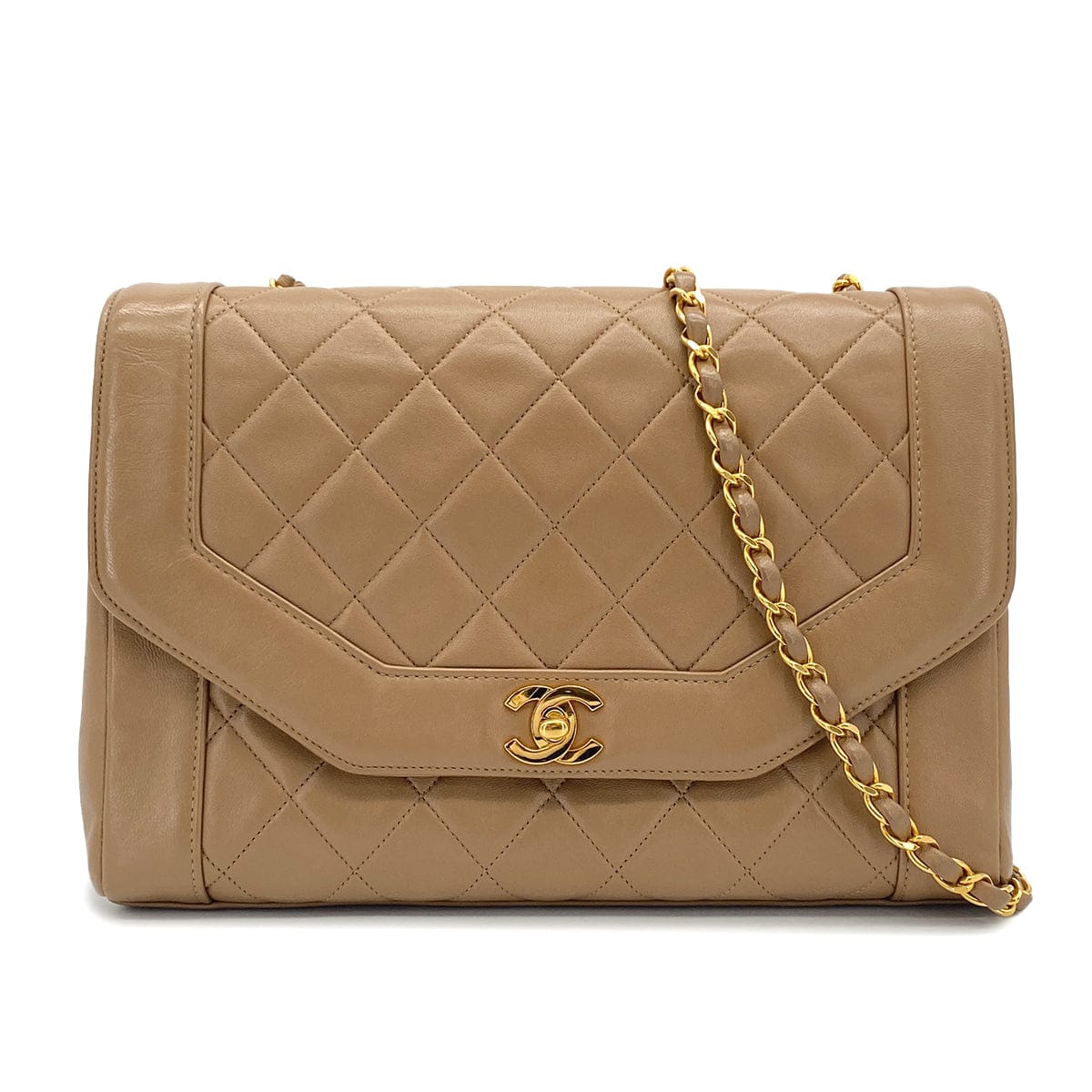 PURPOSE VINTAGE CHANEL MATELASSE CHAIN SHOULDER BAG BROWN LAMB SKIN GOLD HARDWARE 90324754