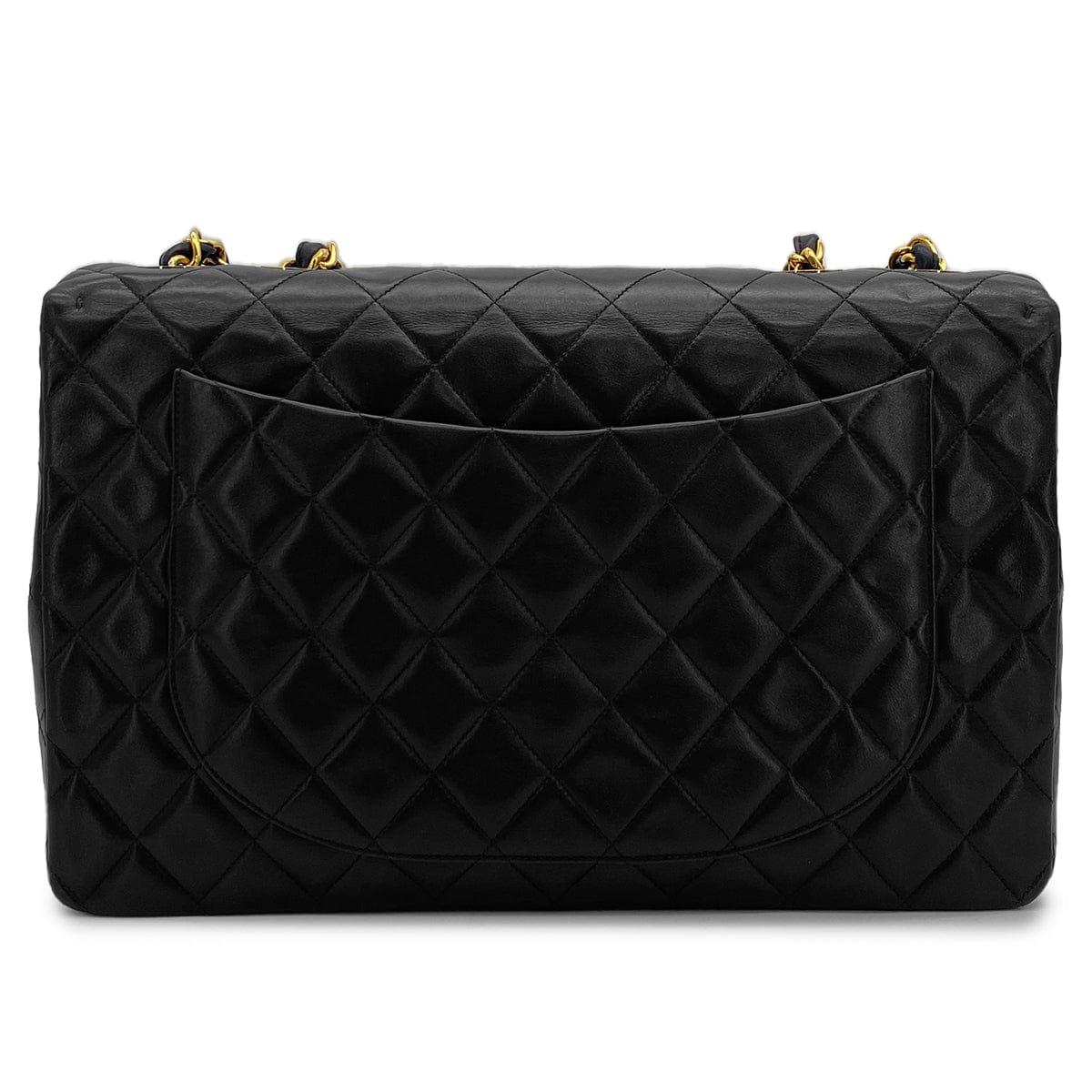 PURPOSE VINTAGE CHANEL MAXI MATELASSE 34 CHAIN SHOULDER BAG BLACK LAMB SKIN GOLD HARDWARE 90317878