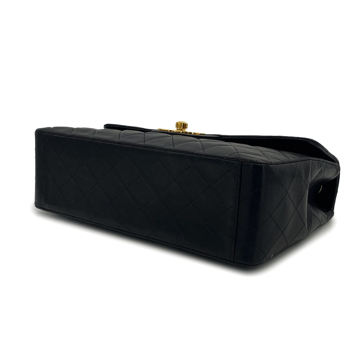 PURPOSE VINTAGE CHANEL MAXI MATELASSE 34 CHAIN SHOULDER BAG BLACK LAMB SKIN GOLD HARDWARE 90317878