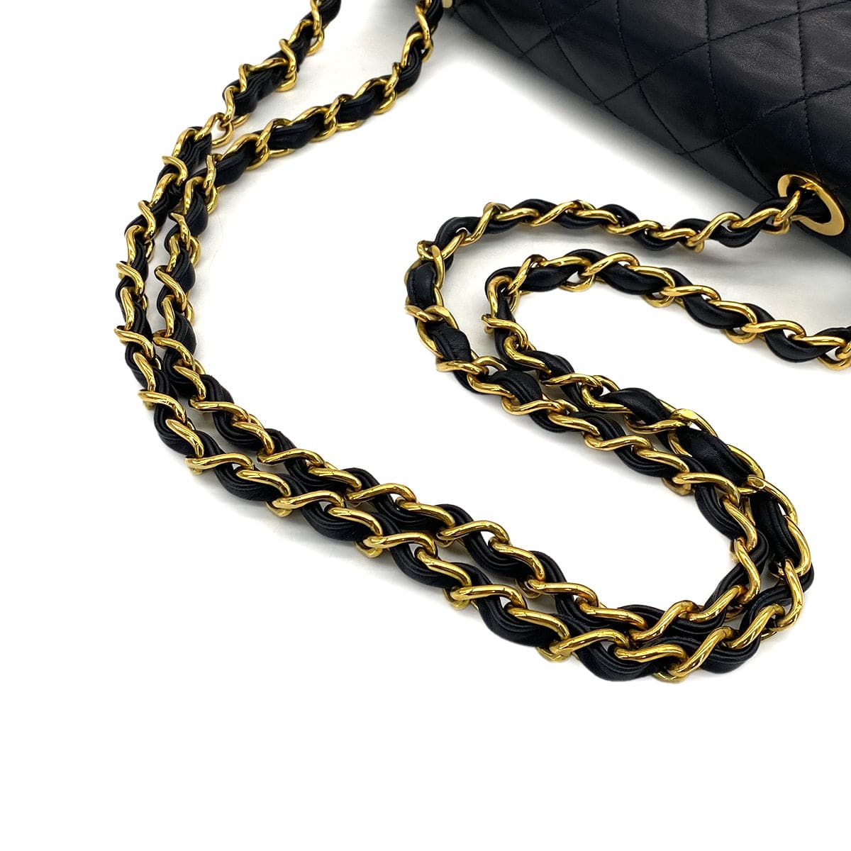 PURPOSE VINTAGE CHANEL MAXI MATELASSE 34 CHAIN SHOULDER BAG BLACK LAMB SKIN GOLD HARDWARE 90321152