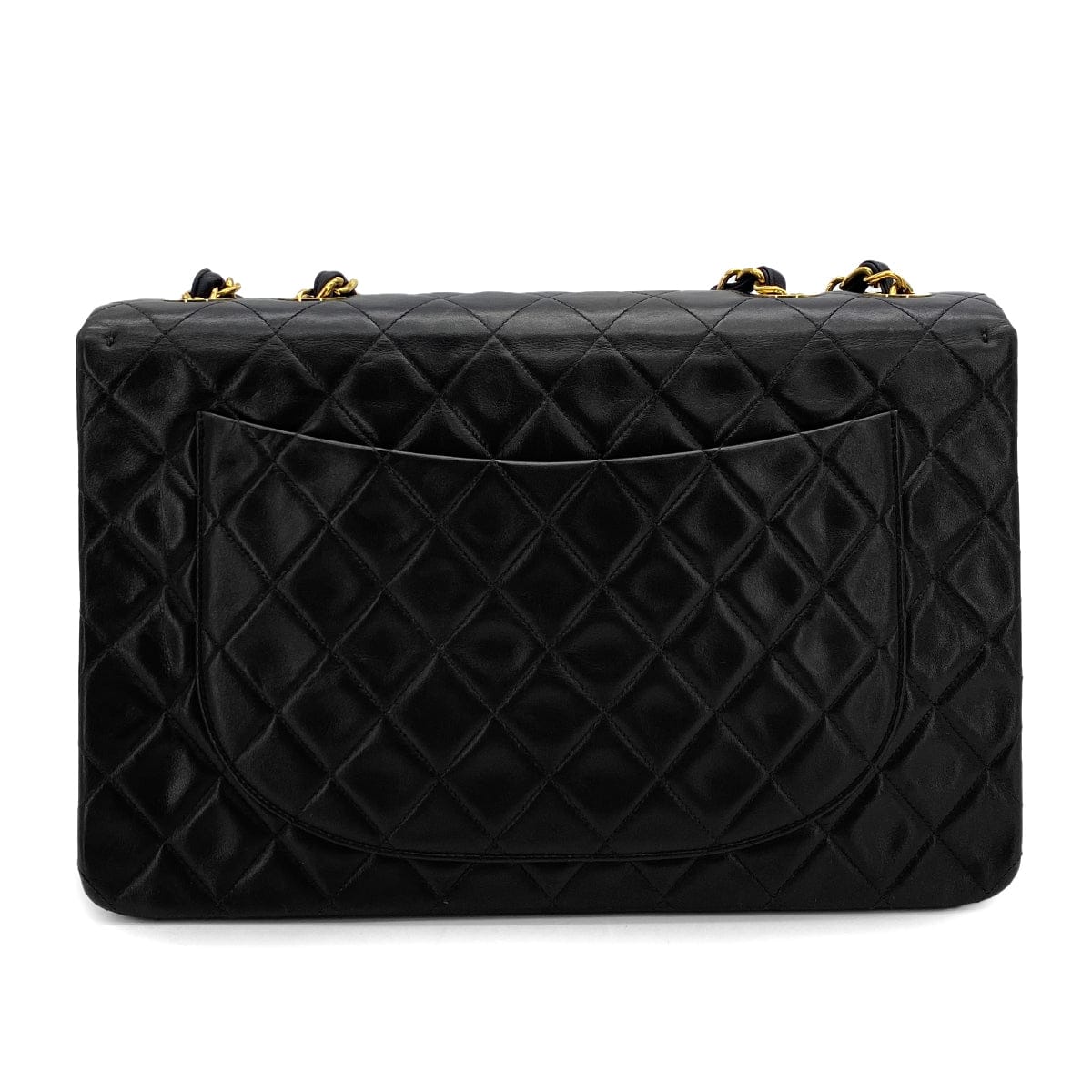 PURPOSE VINTAGE CHANEL MAXI MATELASSE 34 CHAIN SHOULDER BAG BLACK LAMB SKIN GOLD HARDWARE 90321152