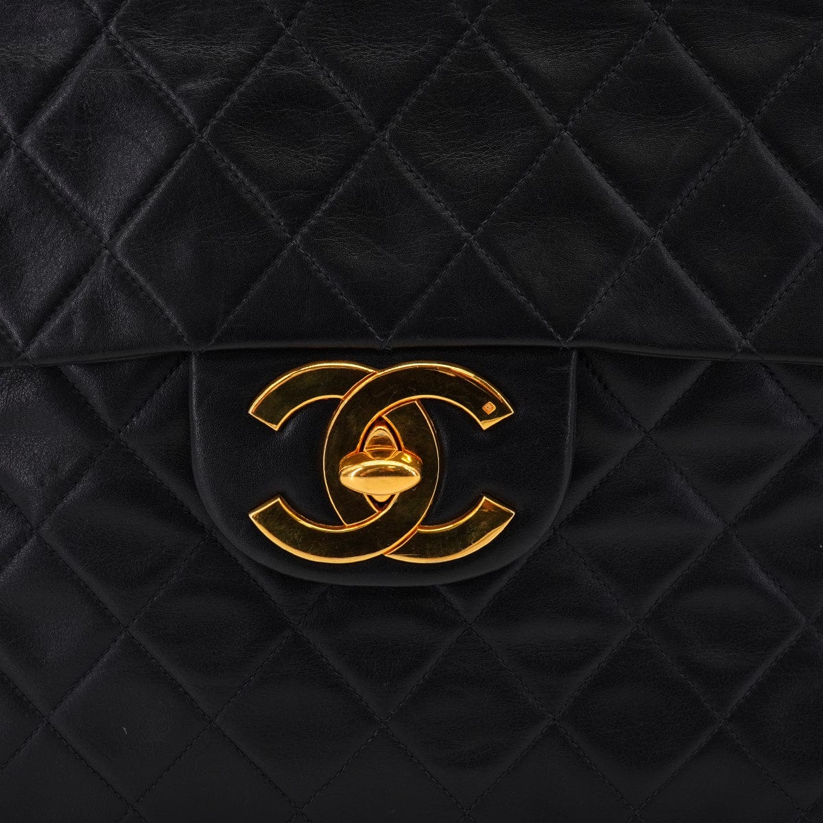 PURPOSE VINTAGE CHANEL MAXI MATELASSE 34 CHAIN SHOULDER BAG BLACK LAMB SKIN GOLD HARDWARE 90347766
