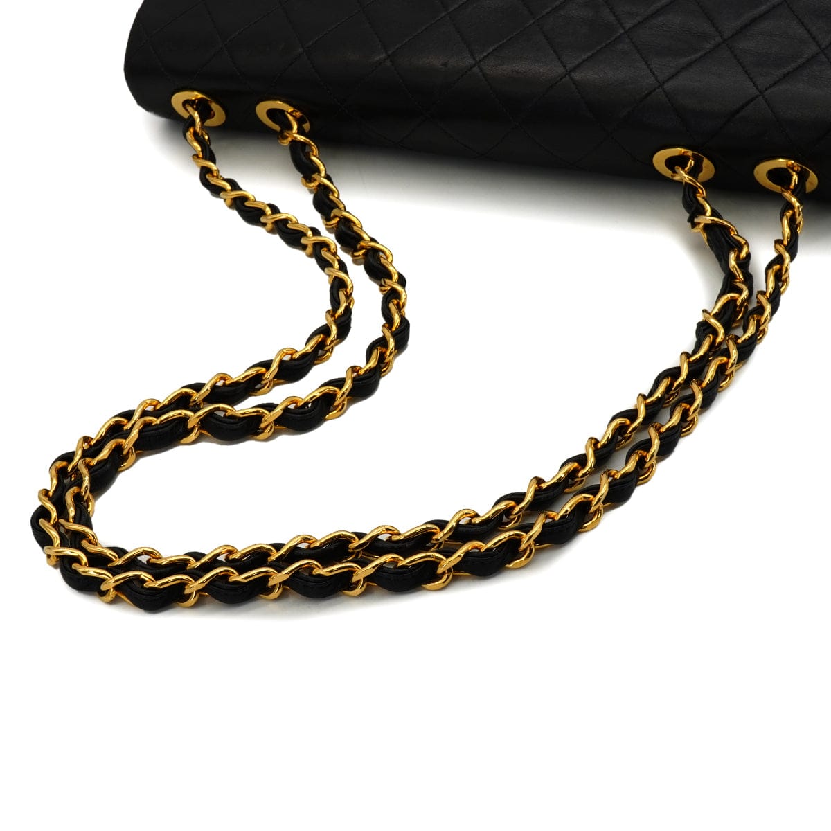 PURPOSE VINTAGE CHANEL MAXI MATELASSE 34 CHAIN SHOULDER BAG BLACK LAMB SKIN GOLD HARDWARE 90347766