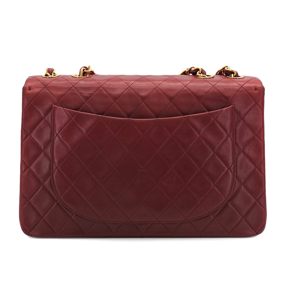 PURPOSE VINTAGE CHANEL MAXI MATELASSE 34 CHAIN SHOULDER BAG BORDEAUX LAMB SKIN GOLD HARDWARE 90318629