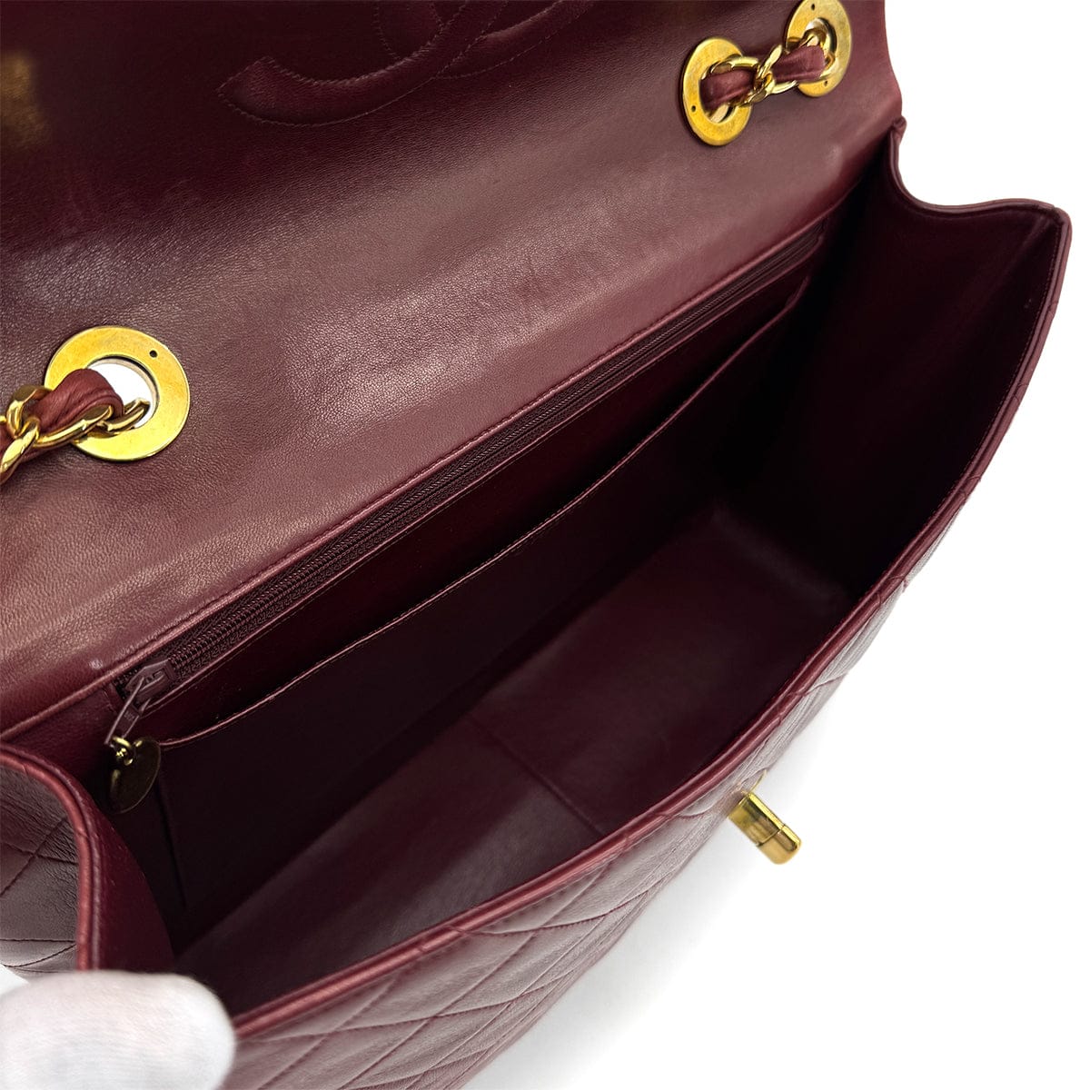 PURPOSE VINTAGE CHANEL MAXI MATELASSE 34 CHAIN SHOULDER BAG BORDEAUX LAMB SKIN GOLD HARDWARE 90318629
