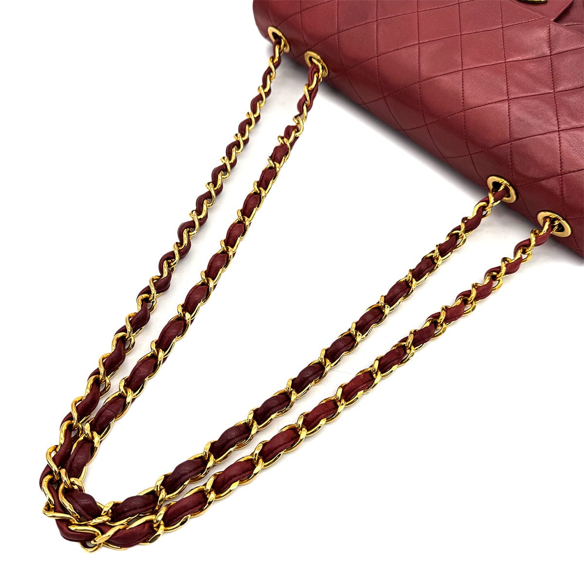PURPOSE VINTAGE CHANEL MAXI MATELASSE 34 CHAIN SHOULDER BAG BORDEAUX LAMB SKIN GOLD HARDWARE 90318629