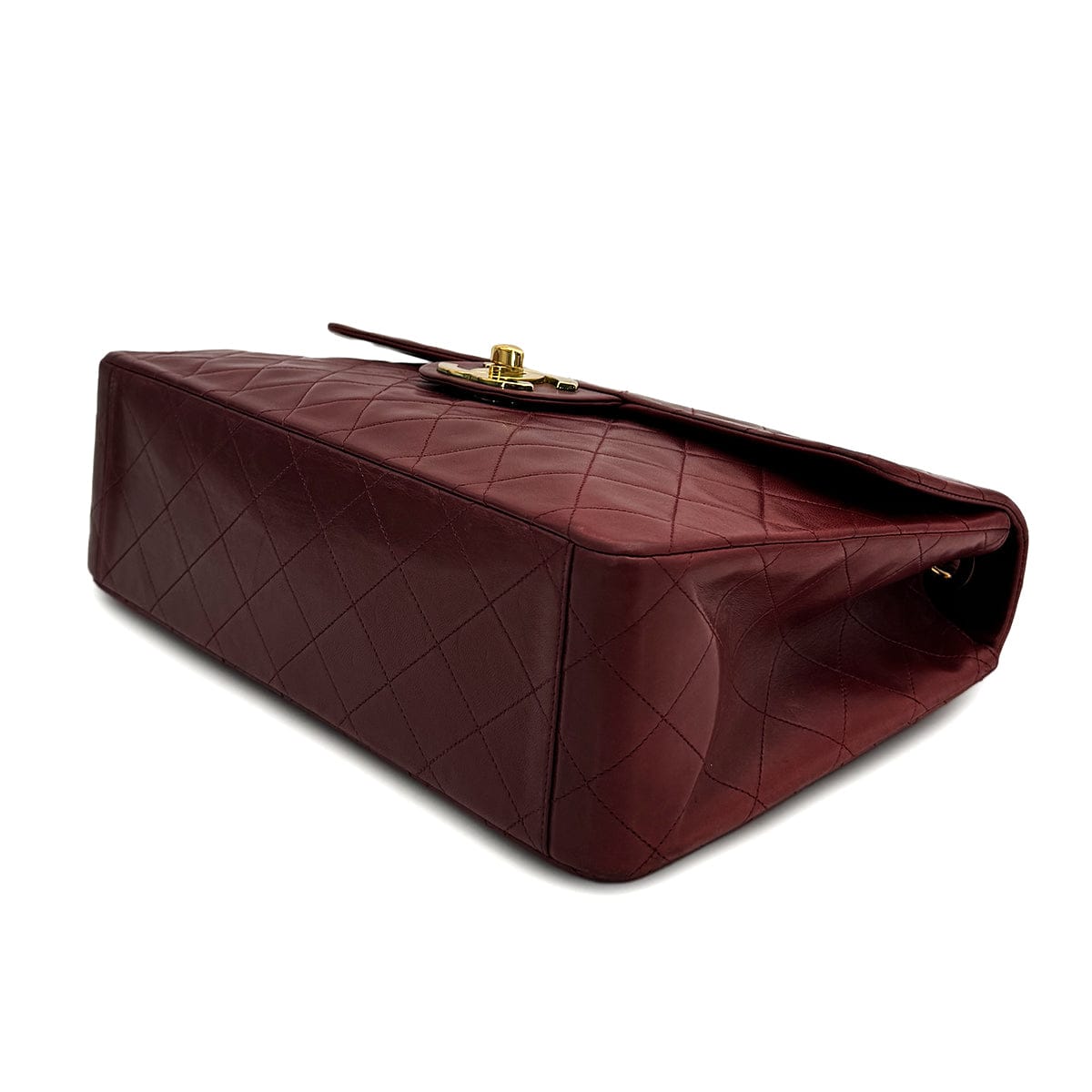 PURPOSE VINTAGE CHANEL MAXI MATELASSE 34 CHAIN SHOULDER BAG BORDEAUX LAMB SKIN GOLD HARDWARE 90318629