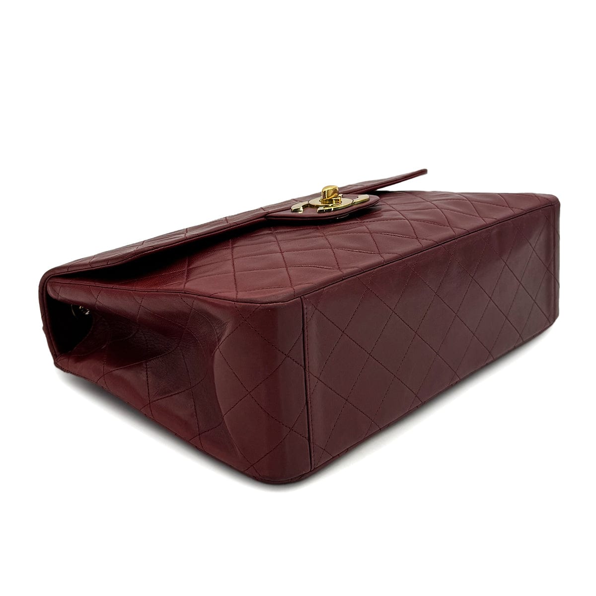 PURPOSE VINTAGE CHANEL MAXI MATELASSE 34 CHAIN SHOULDER BAG BORDEAUX LAMB SKIN GOLD HARDWARE 90318629