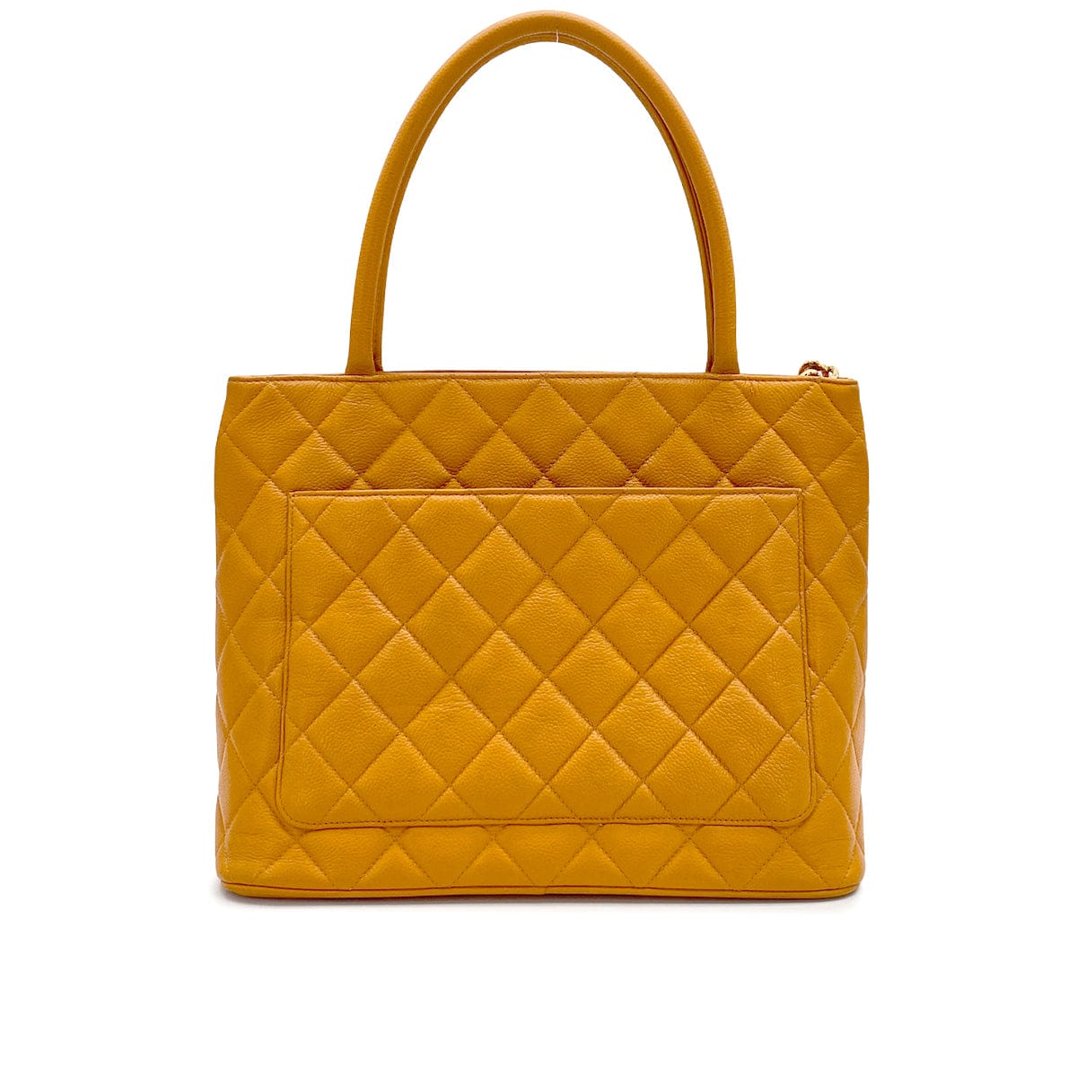 PURPOSE VINTAGE CHANEL MEDALLION MATELLASSE TOTE BAG ORANGE CAVIAR SKIN GOLD HARDWARE 90321626